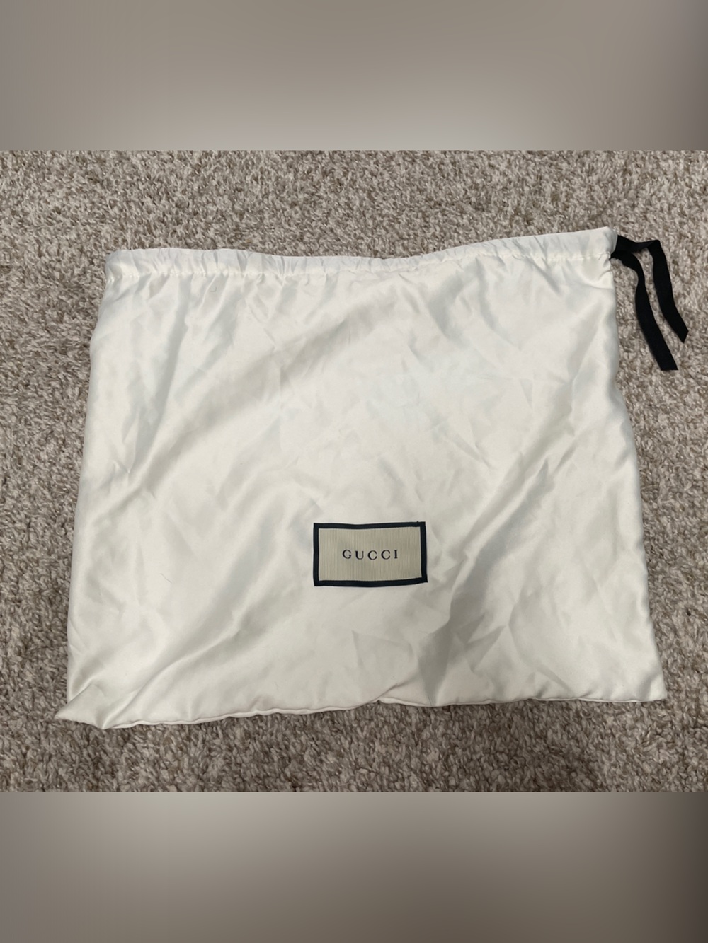 Gucci White Drawstring Storage Bag with Black Trim